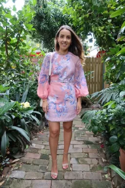 Zimmermann Postcard Mini Dress Swirl Floral Coral Print (Size 0 / Au 8) for rent on The Volte - image 3