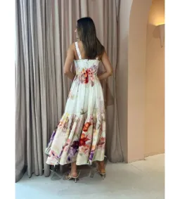 Leo Lin Rose Bustier Midi Dress Cascade Print Size AU 10 for rent on The Volte - image 4