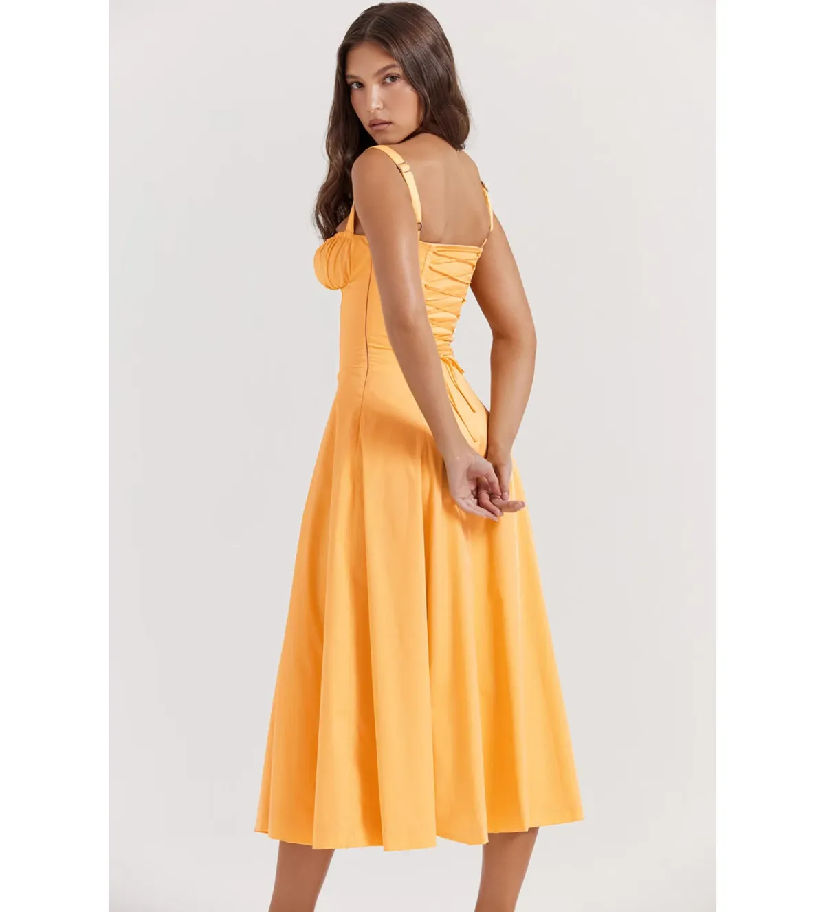 HOUSE OF CB Carmen Tangerine Bustier Sundress Size L+/ AU 14 - Image 1