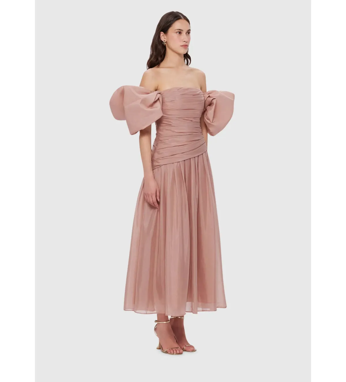 Leo Lin Lydia Puff Sleeve Midi Dress Size 10 - Image 2