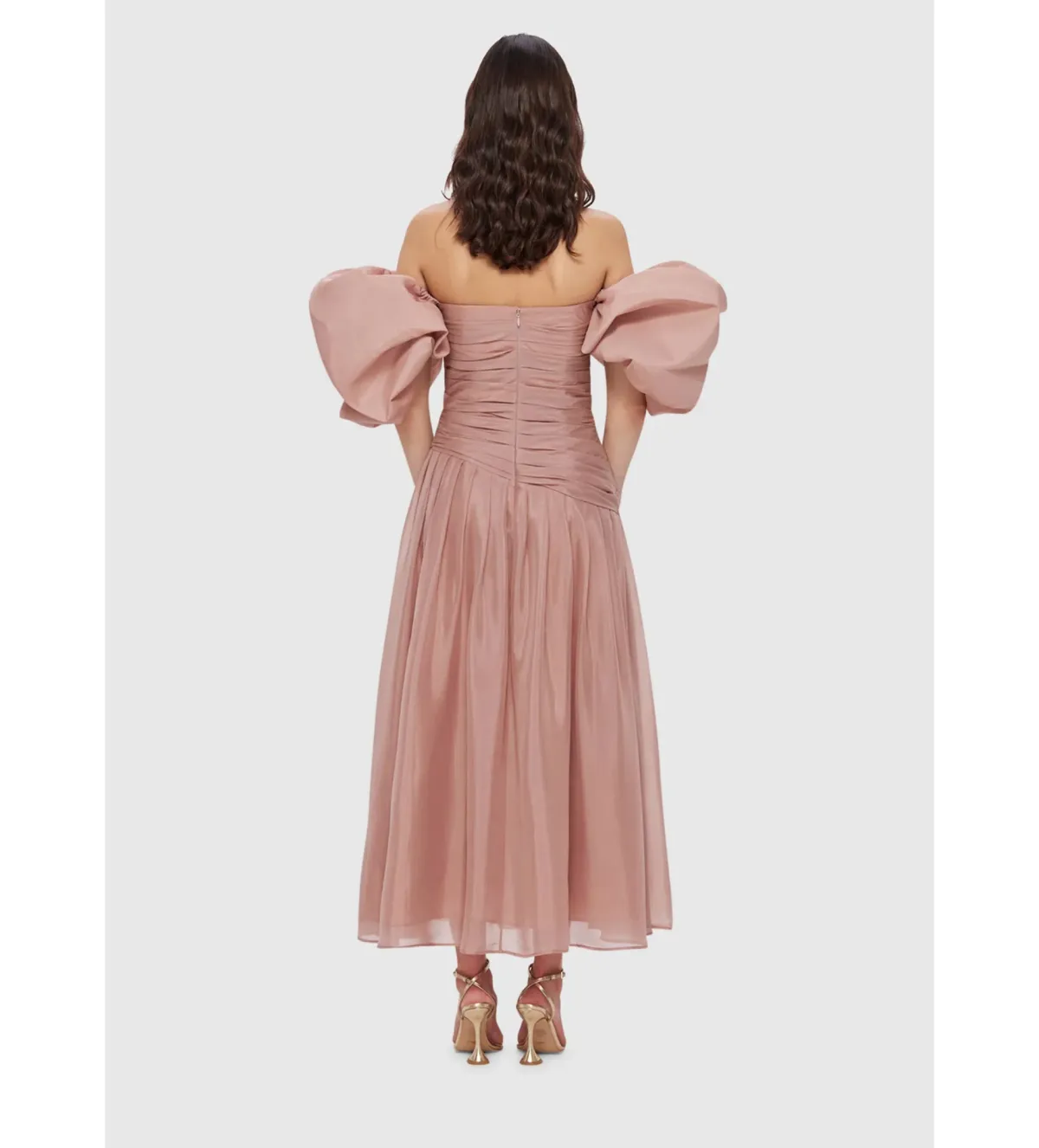 Leo Lin Lydia Puff Sleeve Midi Dress Size 10 - Image 3