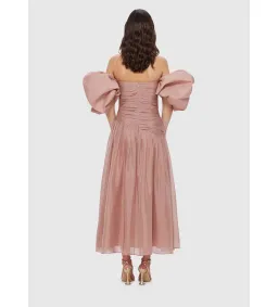 Leo Lin Lydia Puff Sleeve Midi Dress Size 10  for rent on The Volte - image 3