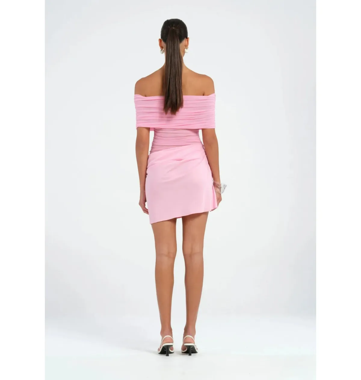 Benni  Nico Off Shoulder Mini Dress Buttergum Pink Size AU 10 - Image 3