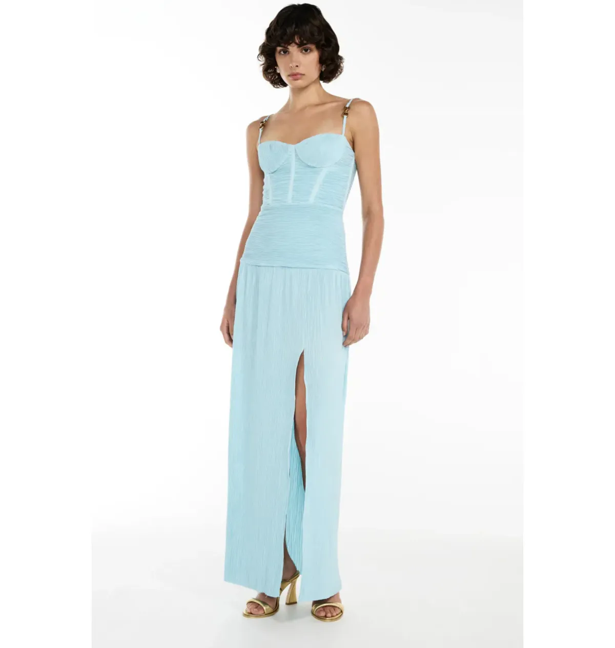 Manning Cartell Double Time Pleat Dress Acqua Spritz Size AU 8 - Image 2
