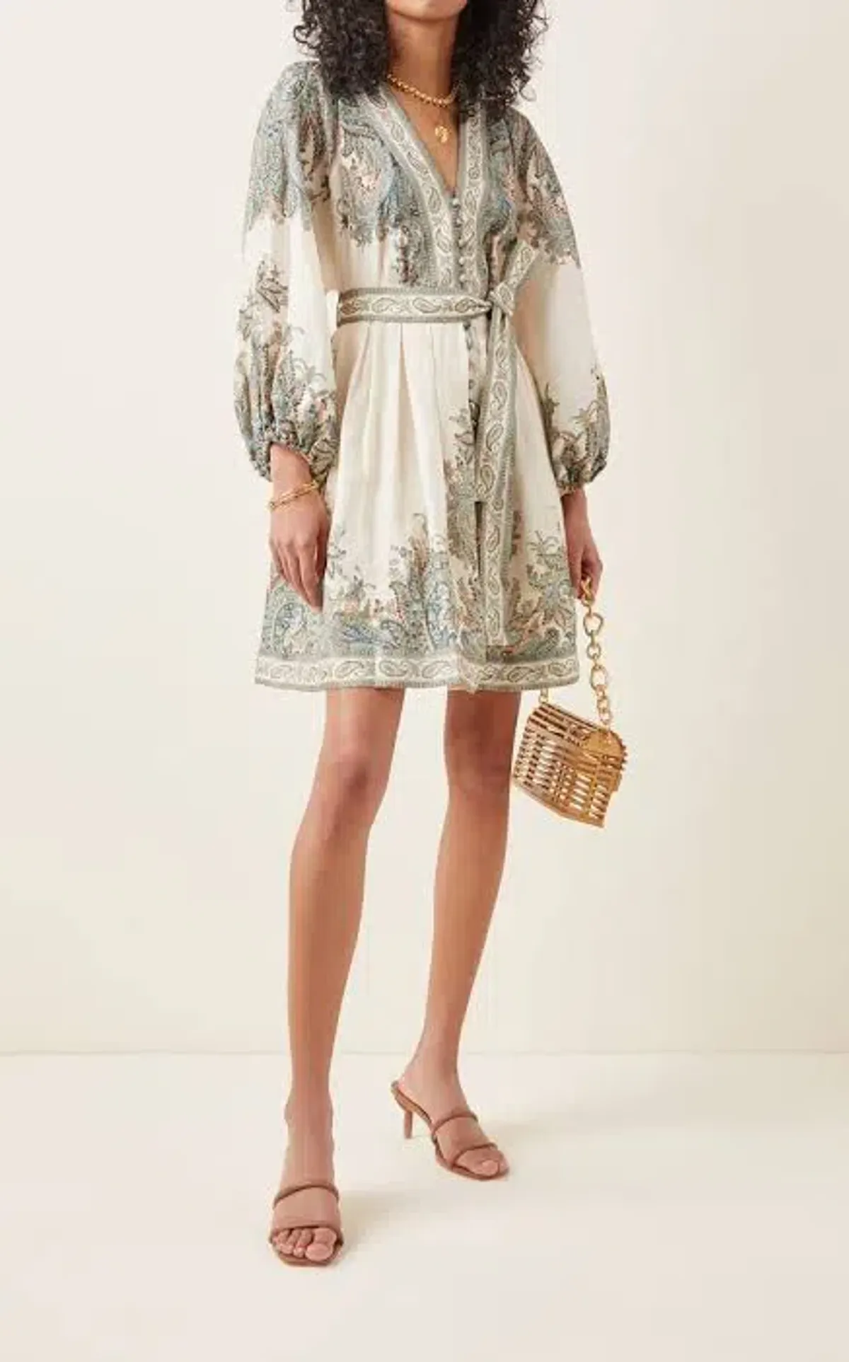 Zimmermann Brighton Paisley Tie Waist Party Mini Dress Print Size 1 / AU 10 - Image 2