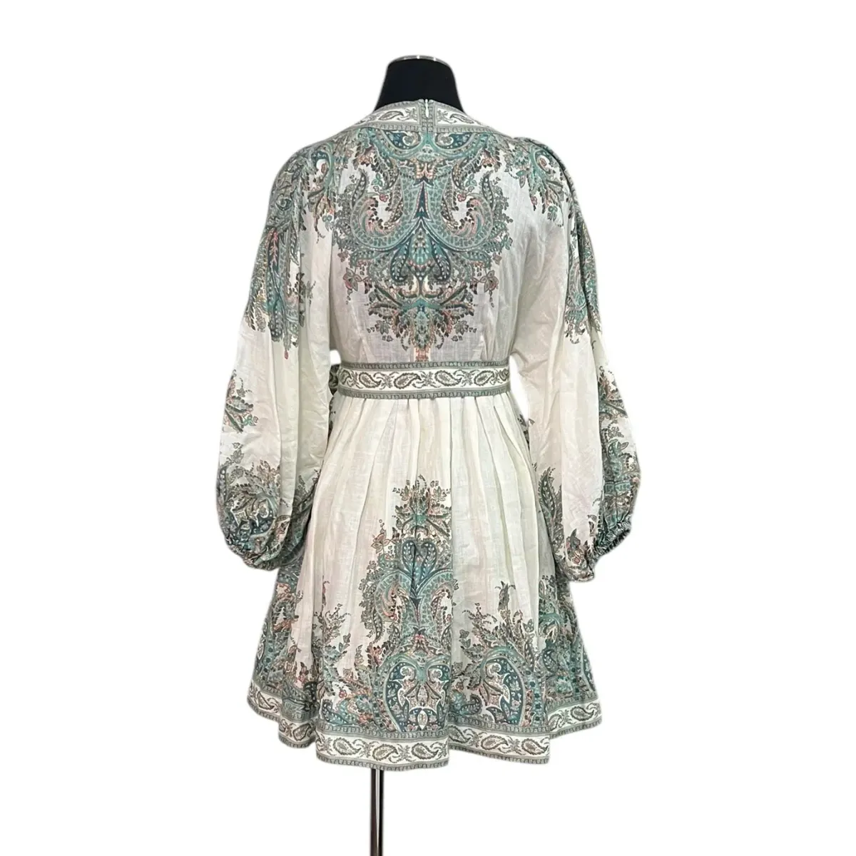 Zimmermann Brighton Paisley Tie Waist Party Mini Dress Print Size 1 / AU 10 - Image 5