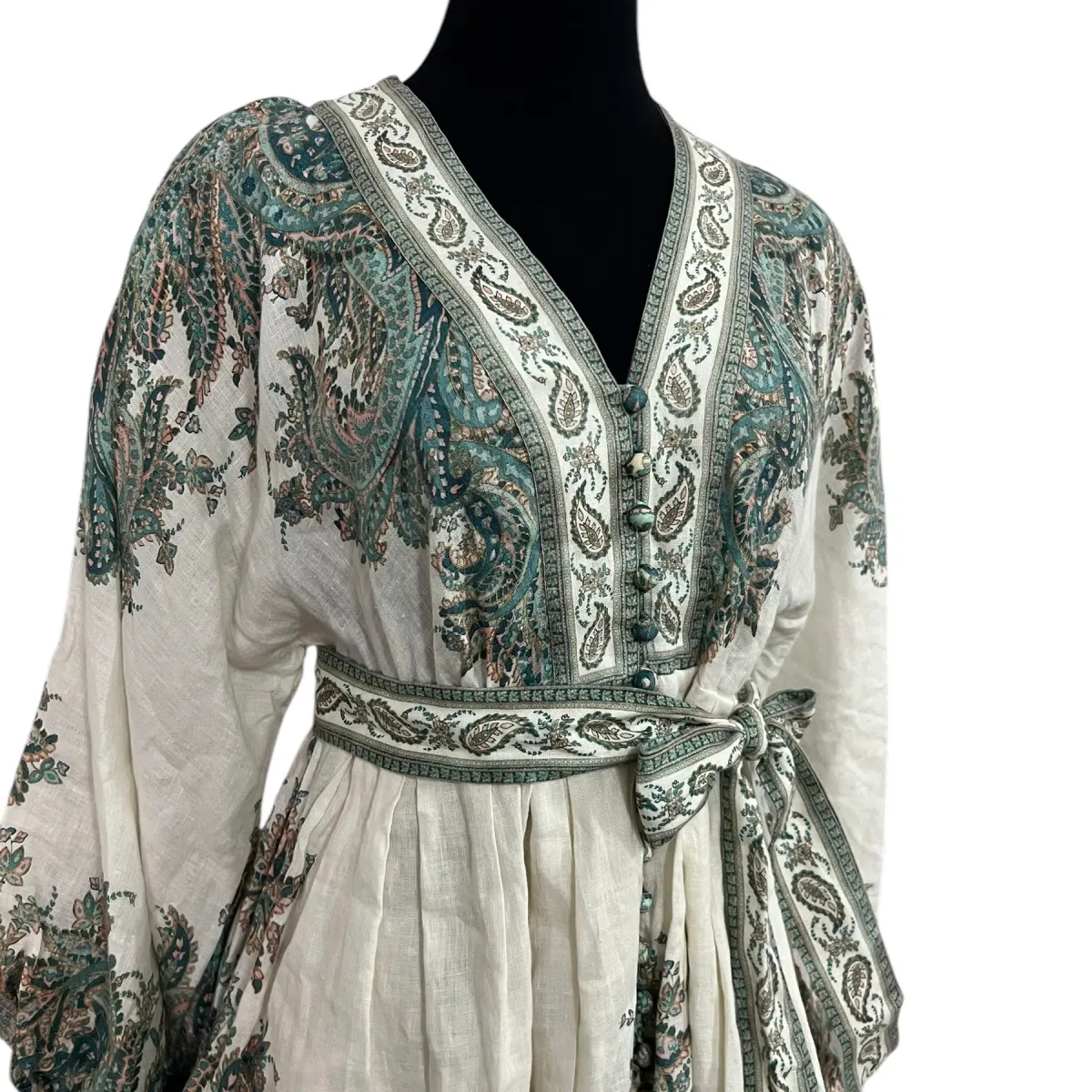 Zimmermann Brighton Paisley Tie Waist Party Mini Dress Print Size 1 / AU 10 - Image 6