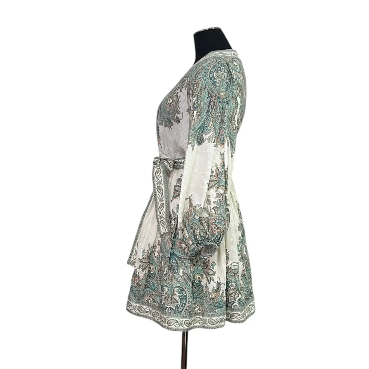 Zimmermann Brighton Paisley Tie Waist Party Mini Dress Print Size 1 / AU 10 - Image 4