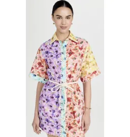 Zimmermann Lightburst Trimmed Shirt Mini Dress in Spliced Size 1/AU 10 for rent on The Volte - image 2