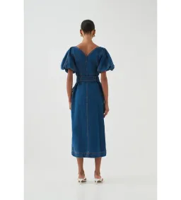 Aje Harper Denim Midi Dress Classic Wash Size AU 8 for rent on The Volte - image 3