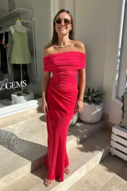 Benni Nico Off Shoulder Maxi Watermelon Size M/AU 10 for rent on The Volte - image 1