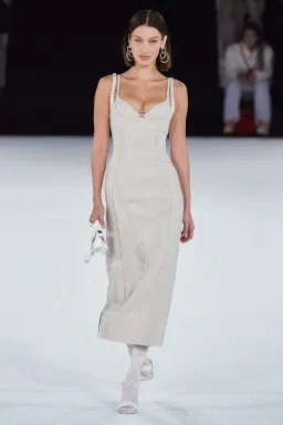 Jaquemus La Robe Valerie Dress Midi Beige Size AU 8 for rent on The Volte - image 1