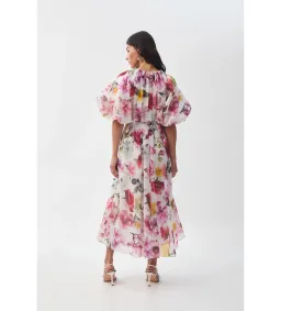 Aje Fleur Midi Dress Collage Floral Size AU 12 for rent on The Volte - image 3