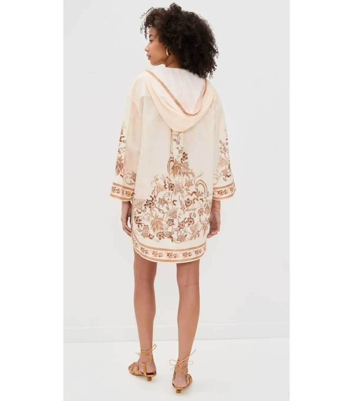 Zimmermann Ascension Tunic Mini Dress Cream Tan Floral Size 1 / AU 10 - Image 3