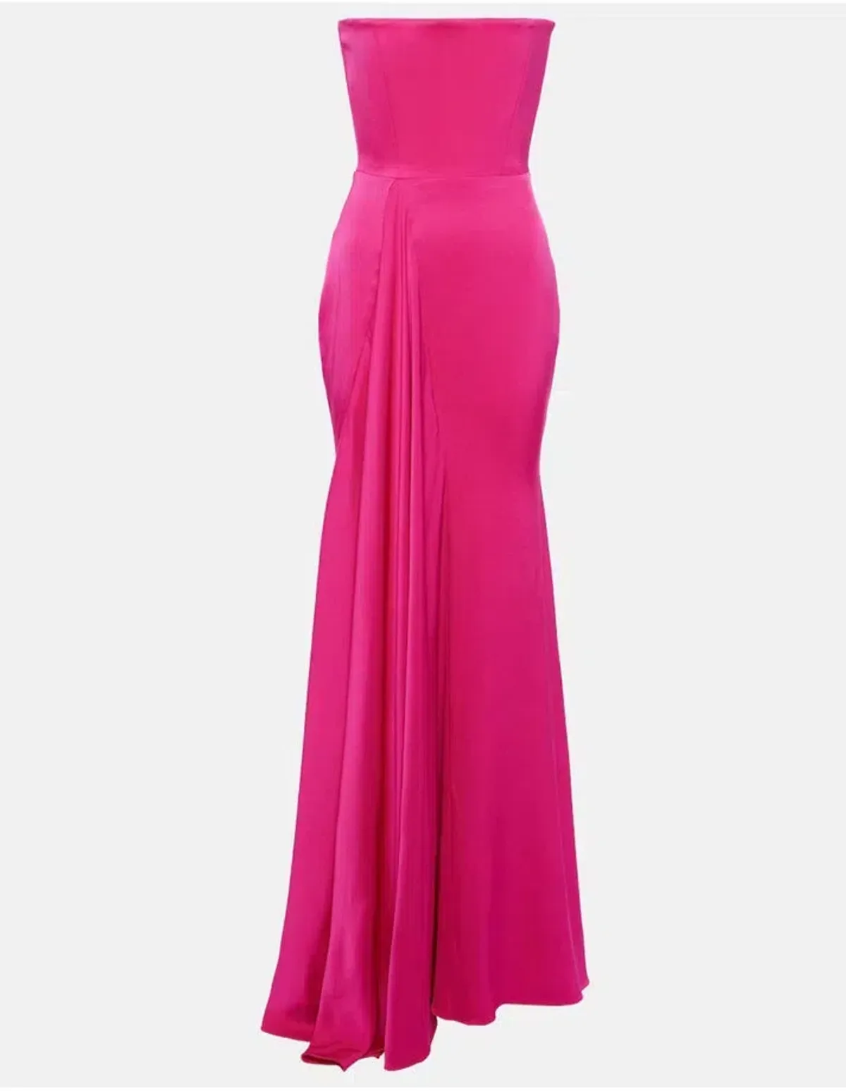 Alex Perry Strapless Draped Crêpe Satin Gown Raspberry Size AU 8 - Image 3