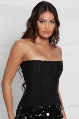  Leau Muse Mesh Corset Top in Black Size S/AU8 for rent on The Volte - image 2