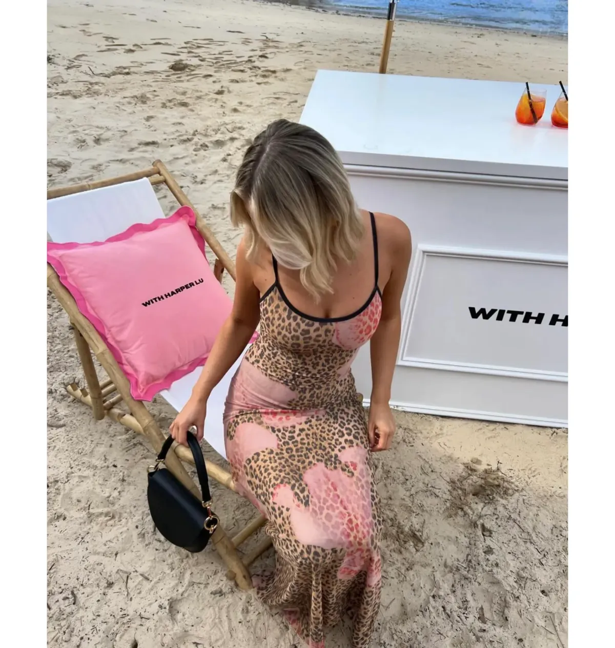 With Harper Lu Slip Dress in Mesh Leopard Size S / AU 8 - Image 4