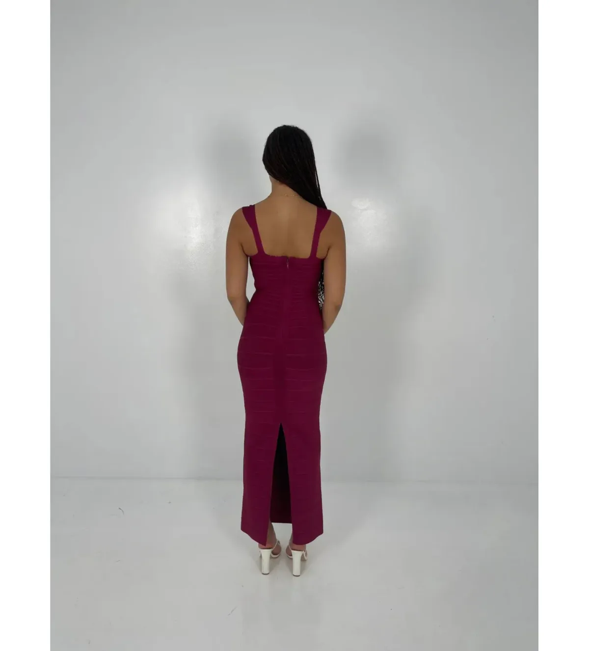 Herve Leger Sweetheart Banded Gown Burgundy Size S/AU 8 - Image 2