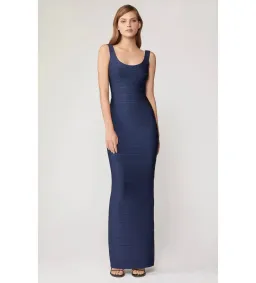 Herve Leger Round Neck Gown in Navy Size XXS / AU 4 for rent on The Volte - image 1