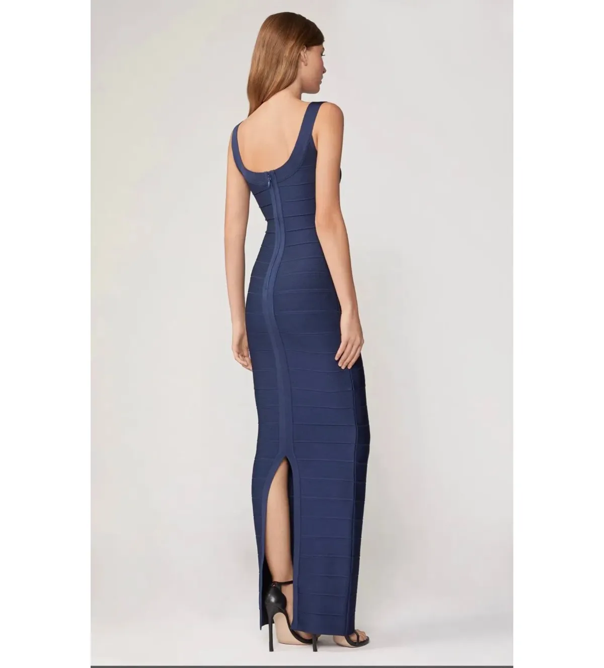 Herve Leger Round Neck Gown in Navy Size XXS / AU 4 - Image 3