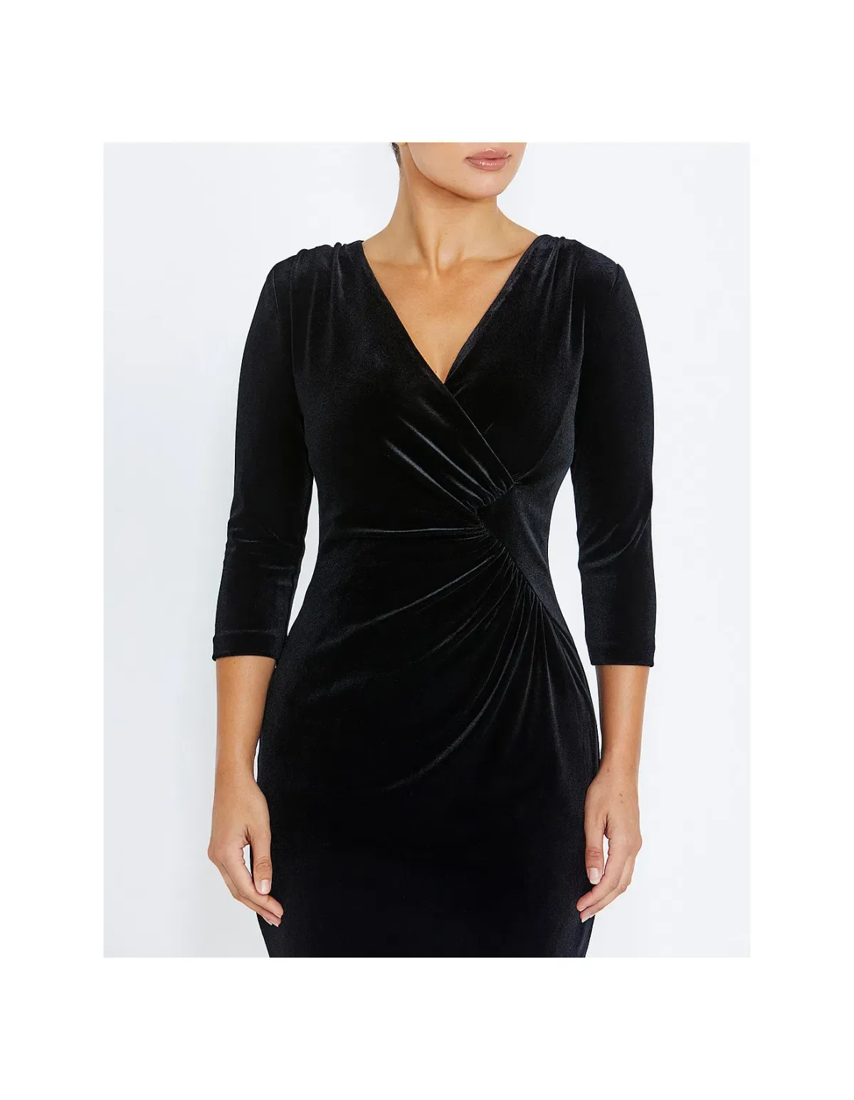 Anthea Crawford Capitol Velour Knee-Length Dress Black Size AU 14 - Image 4