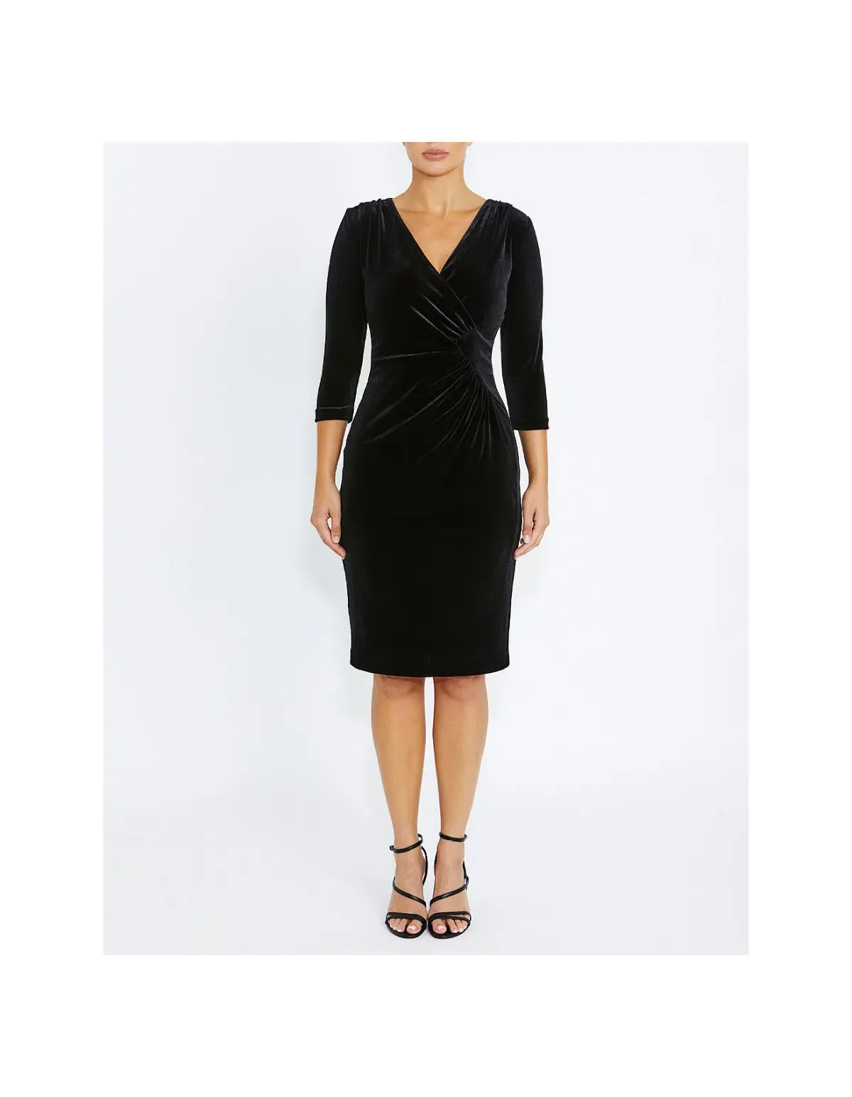 Anthea Crawford Capitol Velour Knee-Length Dress Black Size AU 14 - Image 1