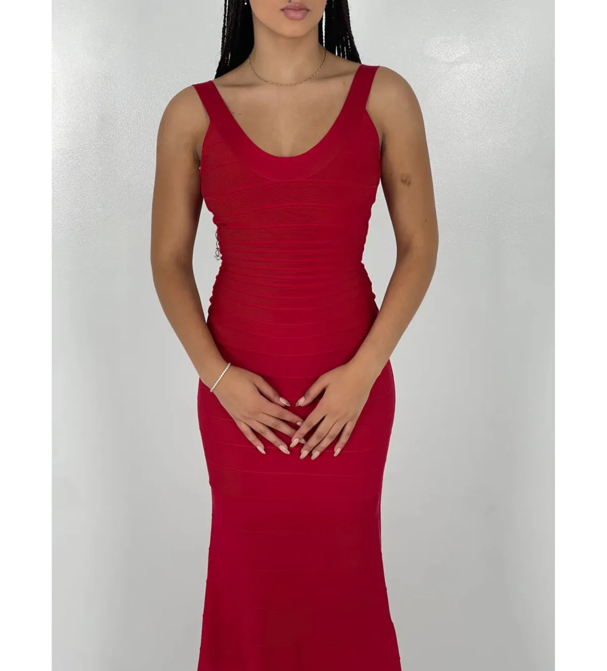 Herve Leger Ellen Bandage Gown Red Size XS/AU 6 - Image 3