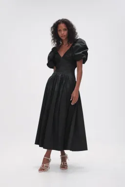 Aje Gabrielle Plunge Midi Dress Black Size 12 for rent on The Volte - image 1