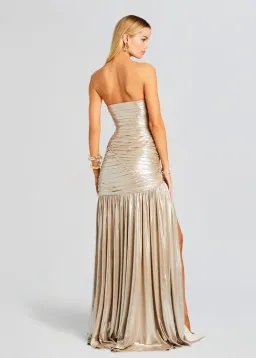 Retrofête Josie  Maxi Dress Gold Size XXS / Size 4 for rent on The Volte - image 4