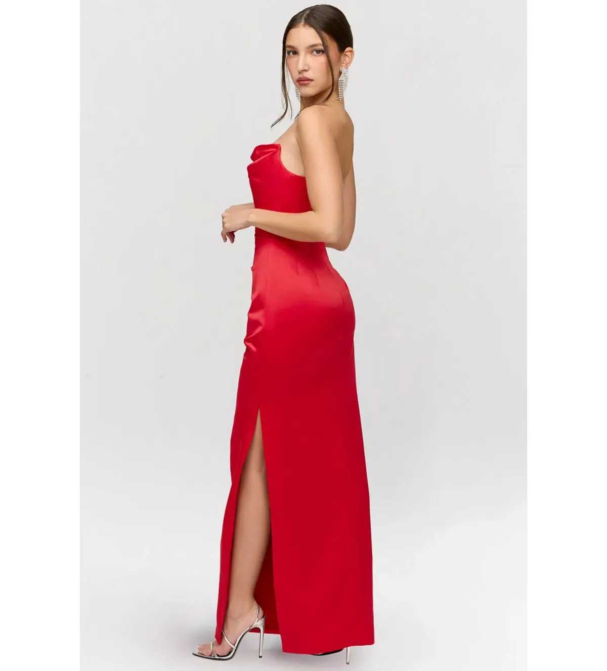 House of CB Adrienne Satin Gown Scarlett Size L/AU 12-14 - Image 2