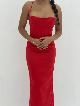 House of CB Shani Satin Corset Maxi Dress in Red Size S/AU8 for rent on The Volte - image 2