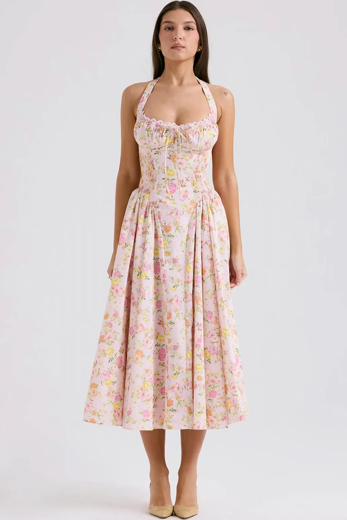 House of CB Adabella Halter Midi Sundress Meadow Print Size L / AU 14 - Image 1