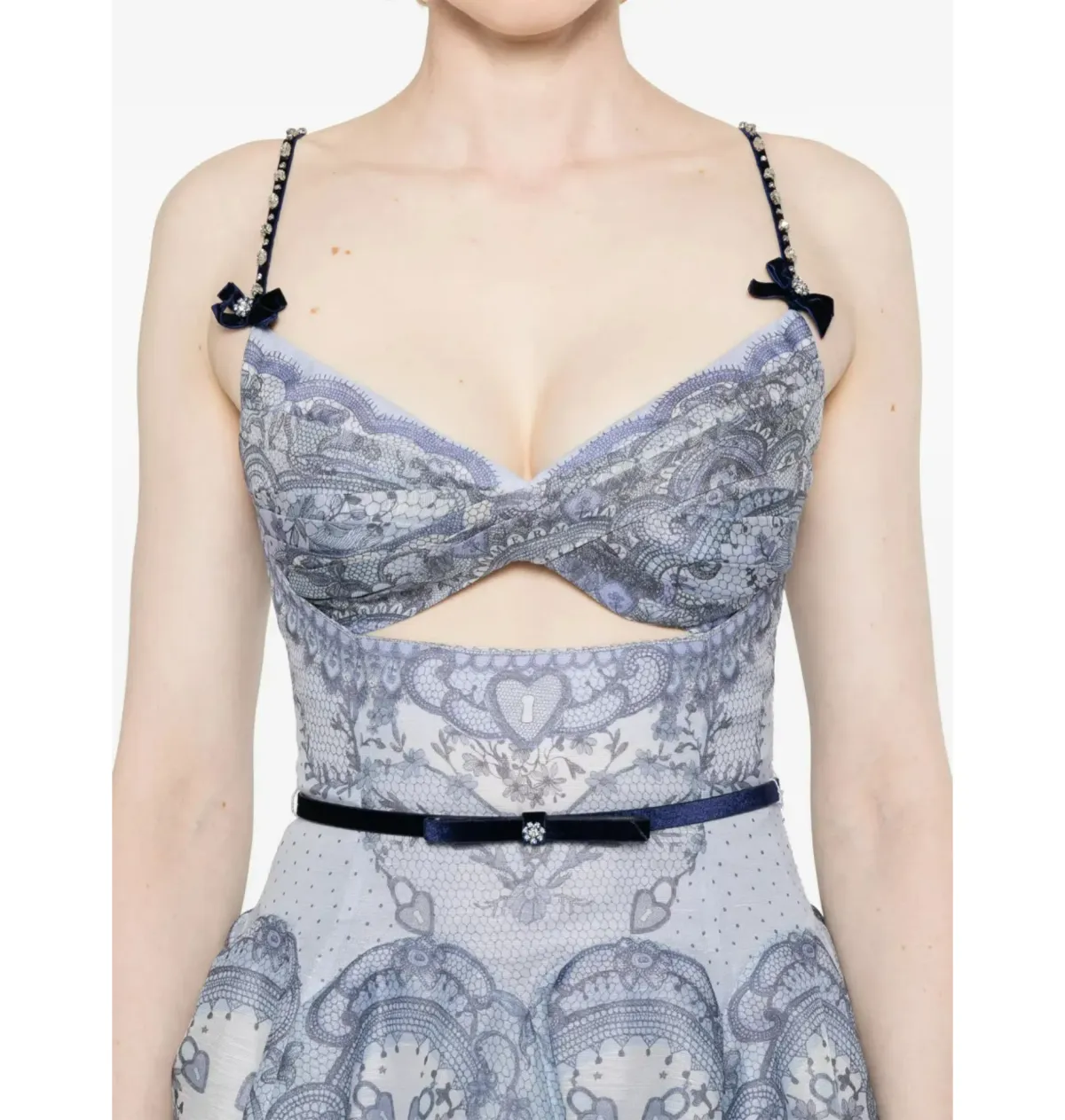 Zimmermann Crush Twist Front Dress in Blue Lace Print Size 0P / AU 6 - Image 2