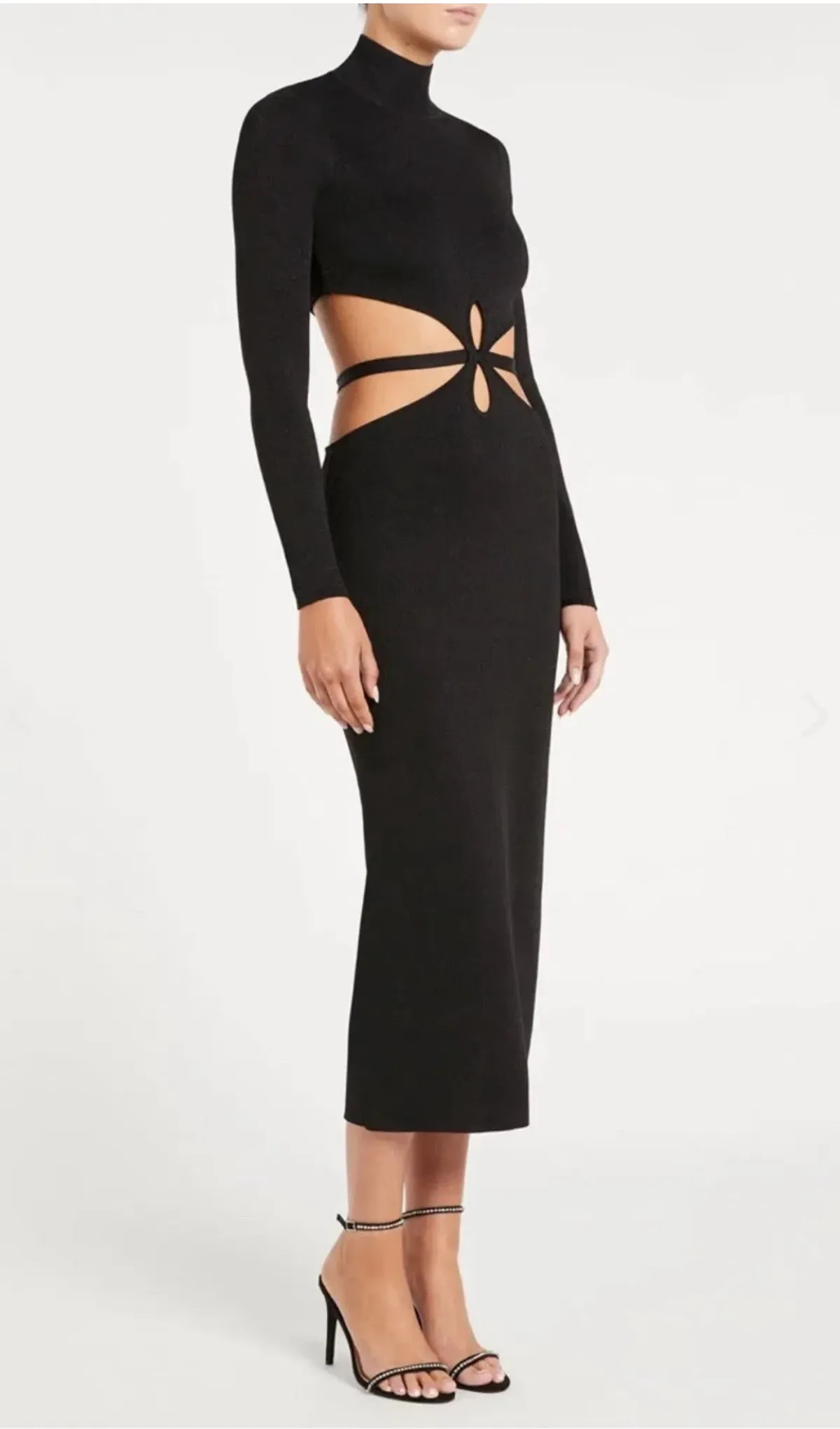 Rebecca Vallance Brianna Cutout Midi Dress Black Size S / Size AU 8 - Image 1