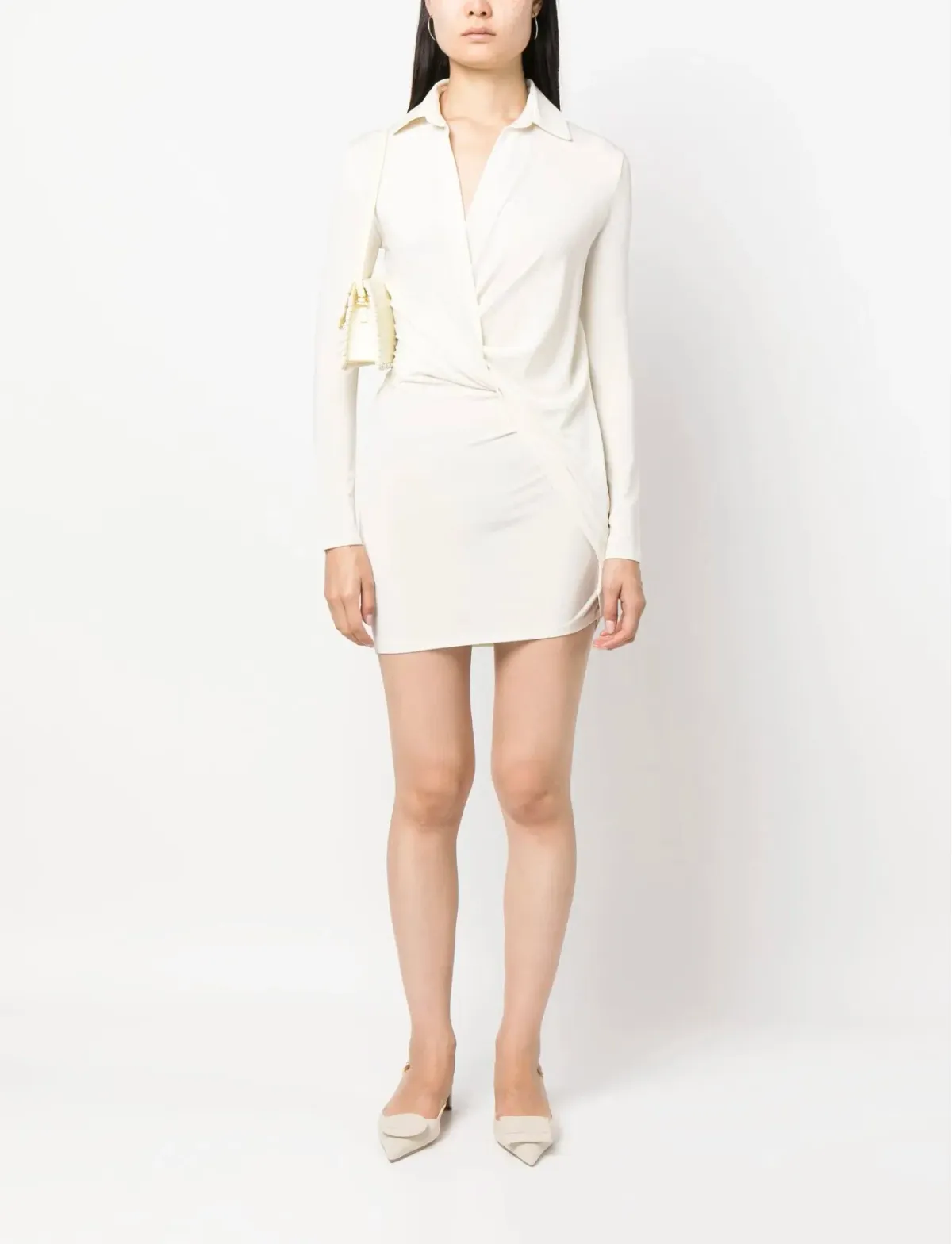 Jacquemeus La Robe Bahia Jersey Mini Dress Cream Size 8 - Image 1