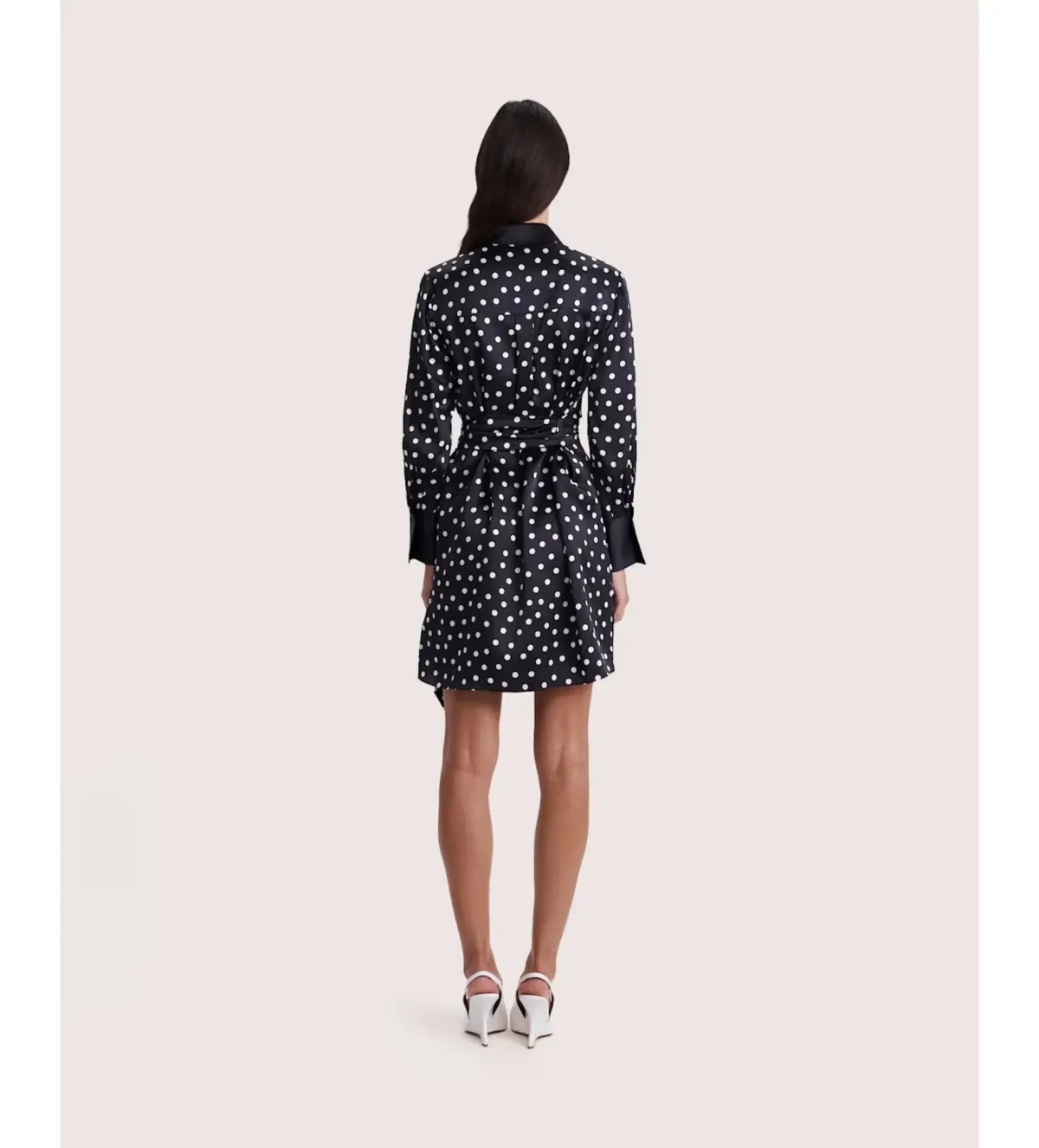 Saba Presley Silk Mini Shirt Dress Black/Ivory Size AU 10 - Image 4