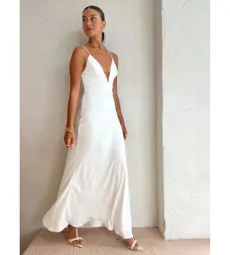 By Johnny Soraya V Front Maxi Dress Ivory White Size AU 10 for rent on The Volte - image 2
