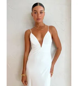 By Johnny Soraya V Front Maxi Dress Ivory White Size AU 10 for rent on The Volte - image 4