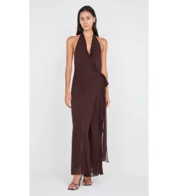 Bec and Bridge Soneva Wrap Dress Dark Chocolate Size 6  for rent on The Volte - image 1