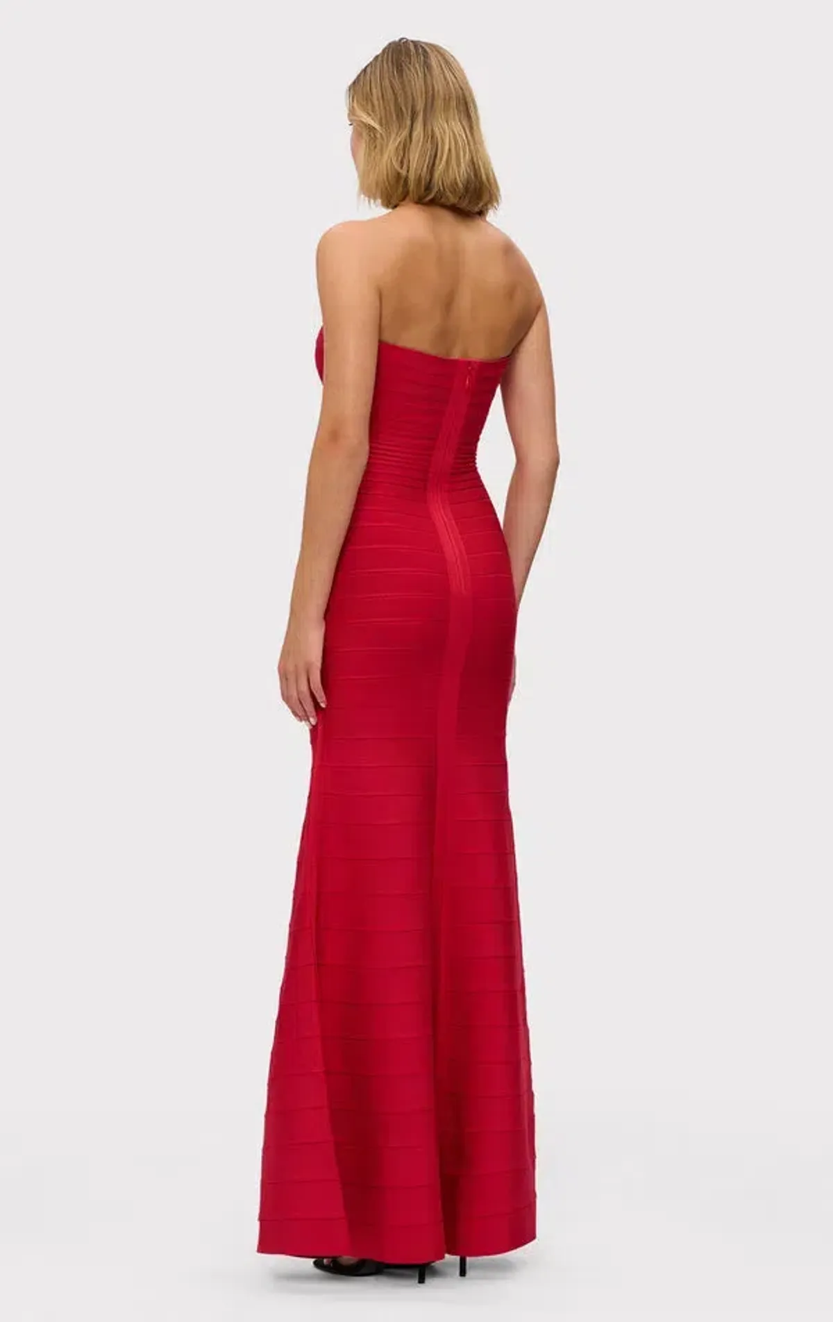 Herve Leger The Sara Maxi Gown Lisptick Red Size XS / Size AU 6 - Image 4