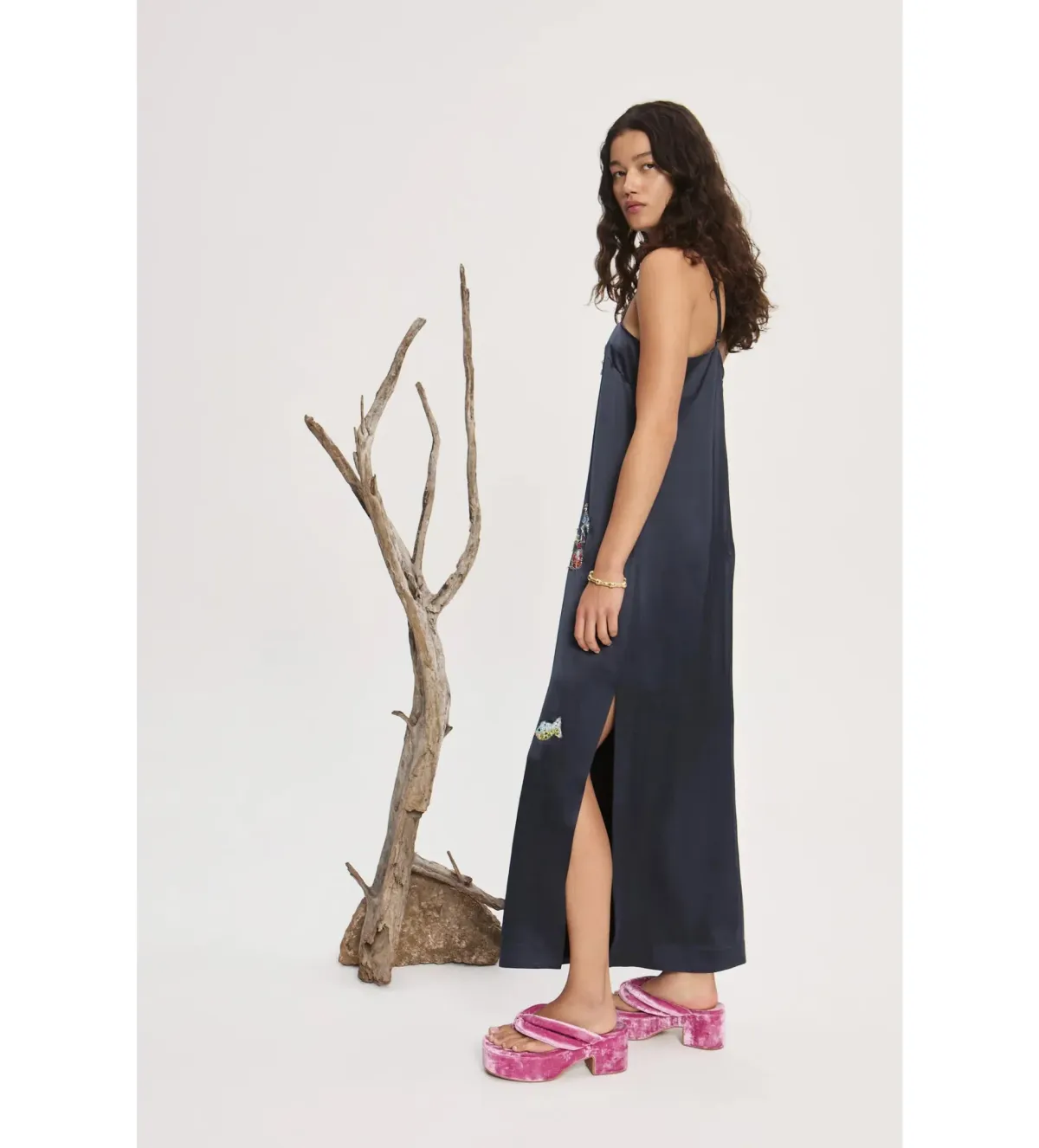 Alemais Fontaine Slip Midi Dress in Navy Size 6 - Image 2