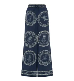 Alemais Oceane Silk Shirt and Pant Set Navy Print Size AU 8 for rent on The Volte - image 8
