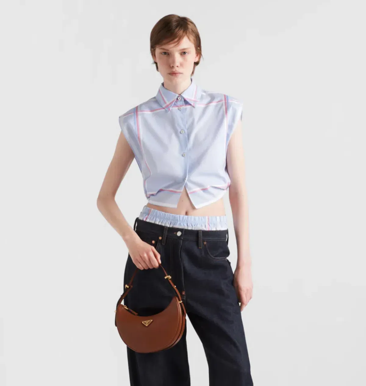 Prada Brown Arqué Shoulder Bag - Image 4