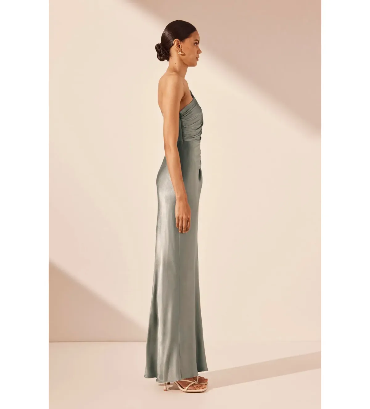 Shona Joy La Lune Gathered Maxi Dress in Sage Size 14 - Image 3