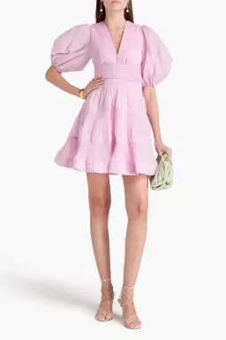 Zimmermann Pleated Mini Dress Pink Size 2 / AU 12 for rent on The Volte - image 3