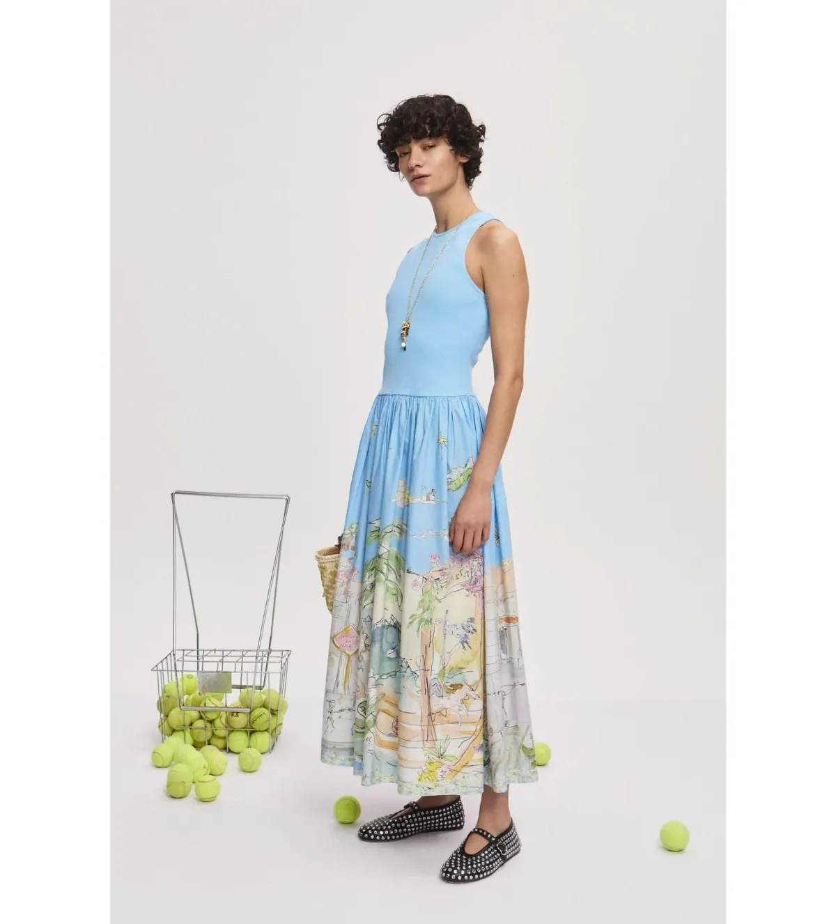 Alemais Anouk Tank Midi Dress Blue Print Size 8 - Image 3