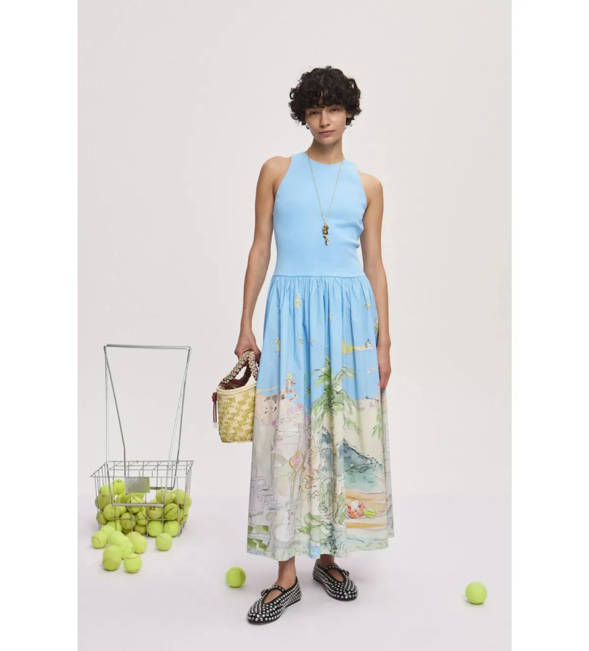 Alemais Anouk Tank Midi Dress Blue Print Size 8 - Image 1