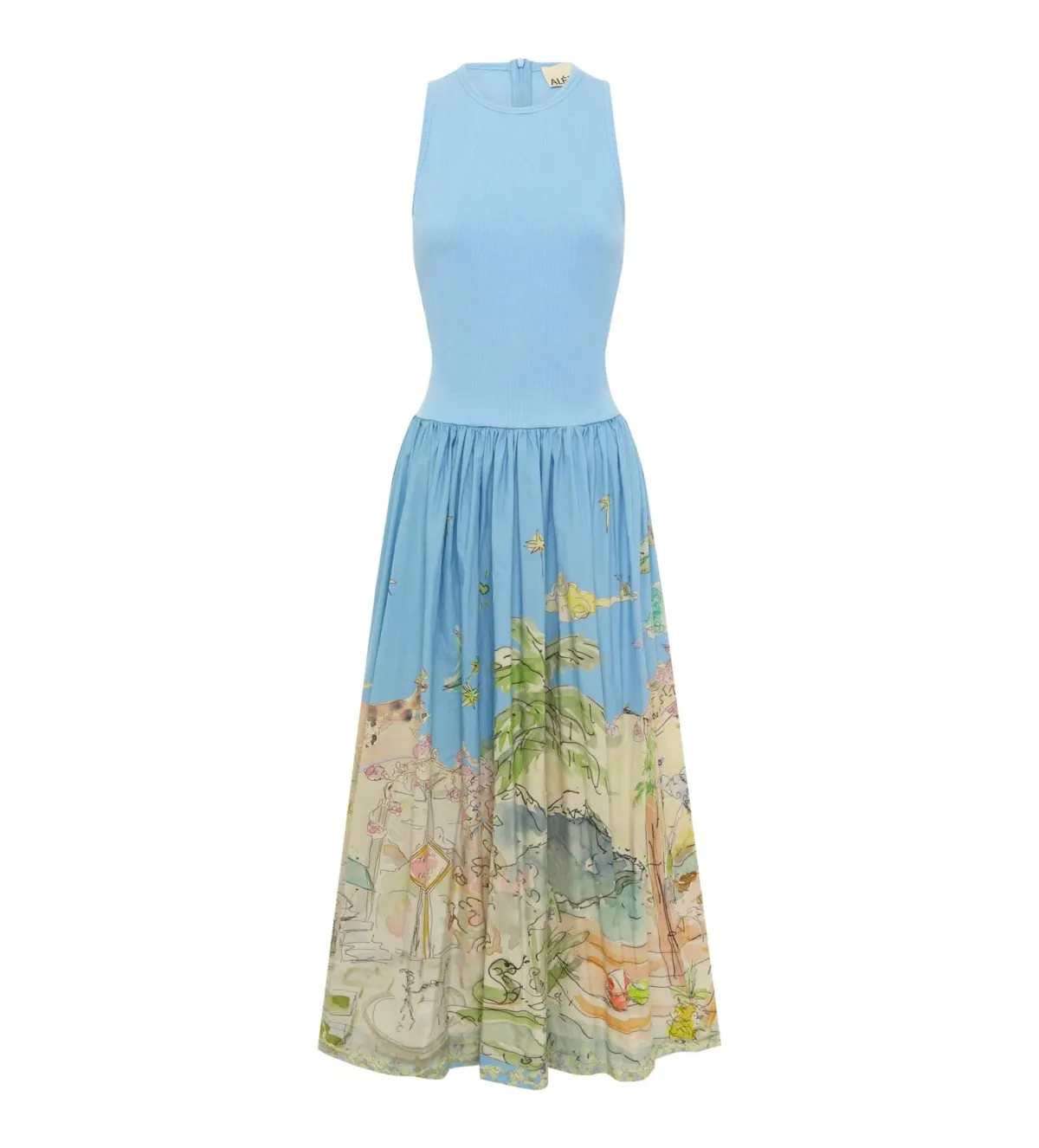 Alemais Anouk Tank Midi Dress Blue Print Size 8 - Image 5