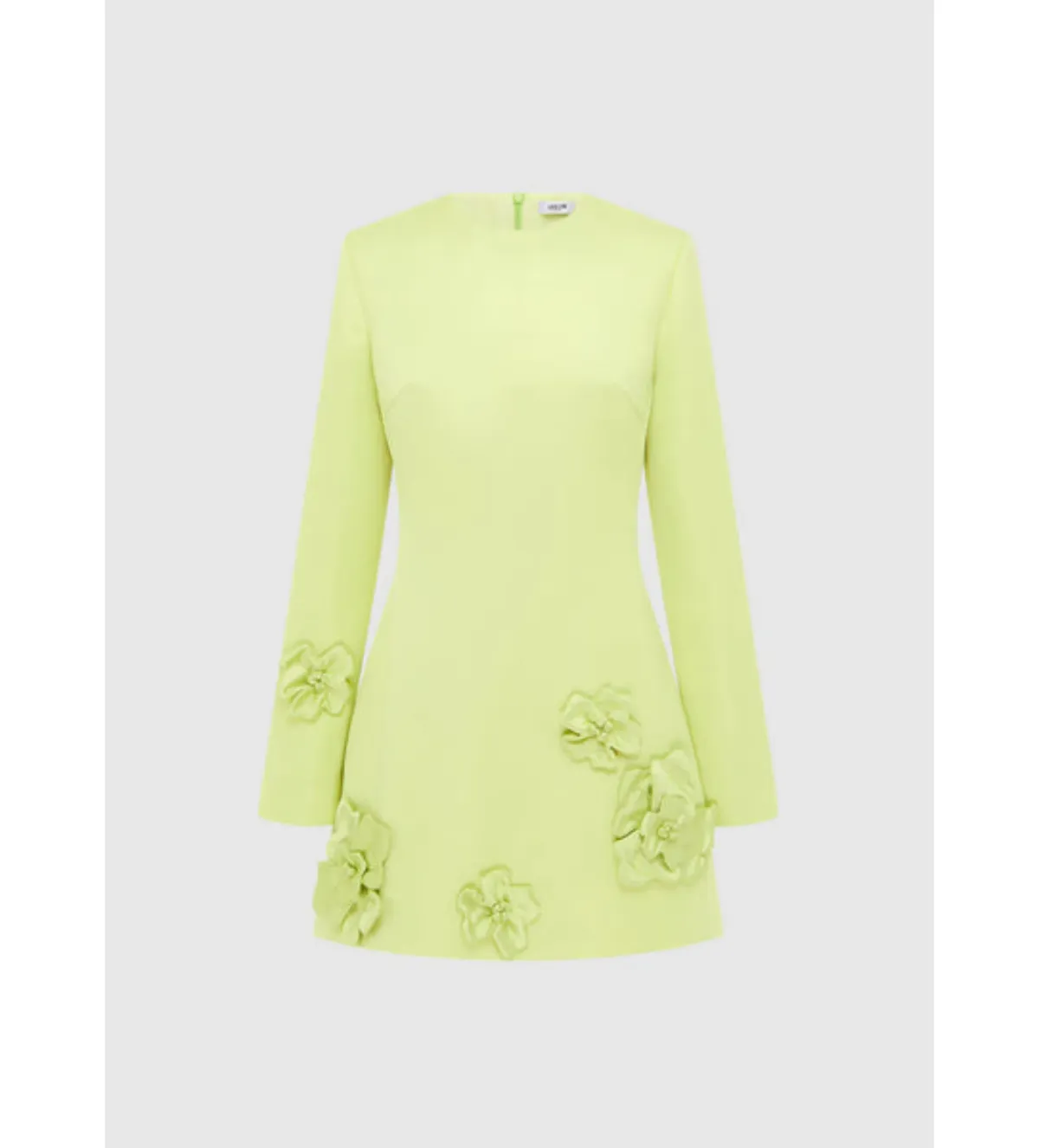 Leo Lin Aliza Long Sleeve Petal Mini Dress Chartreuse Size 10 - Image 2
