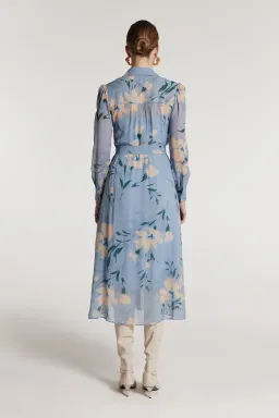 Perri Cutten Esther Silk Dress Midi Dress Blue Print  Size 8  for rent on The Volte - image 3